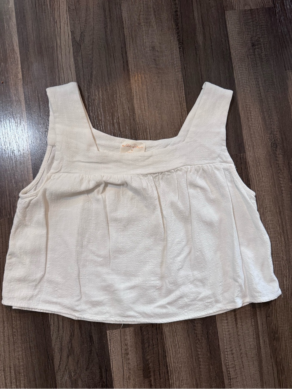 White Square Neck Textured Tank Top - Women's